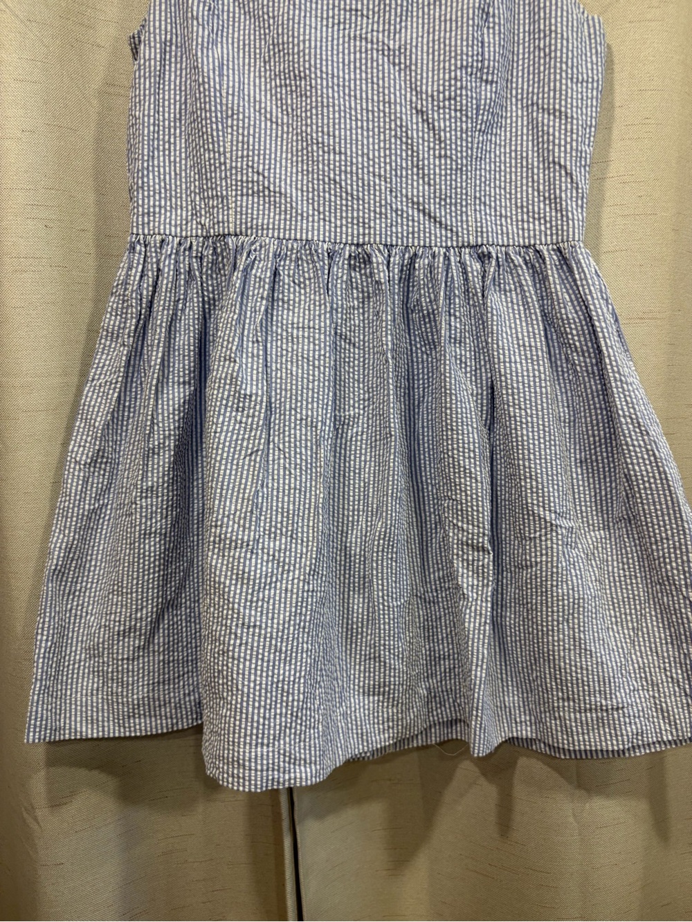 Blue Rain Seersucker Sleeveless Dress - Picture 3 of 7
